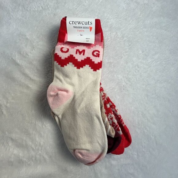 J.Crew Girls Crew Cuts Omg Fair Isle Trouser Socks 3 Pairs Medium Korea New - Picture 1 of 3